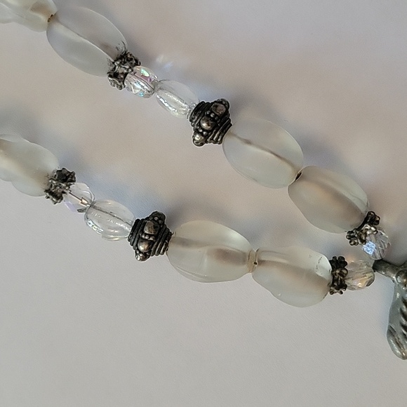 Maya Evangalista Primitive Chunk Stone Dangle Drop Necklace Mid Century Modern - Picture 8 of 12